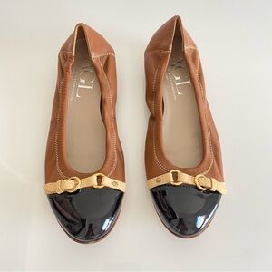 AGL Brown and Black Cap Toe Flats